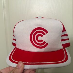 Vintage Retro Red and White Mesh Truck Hat Cap with Logo